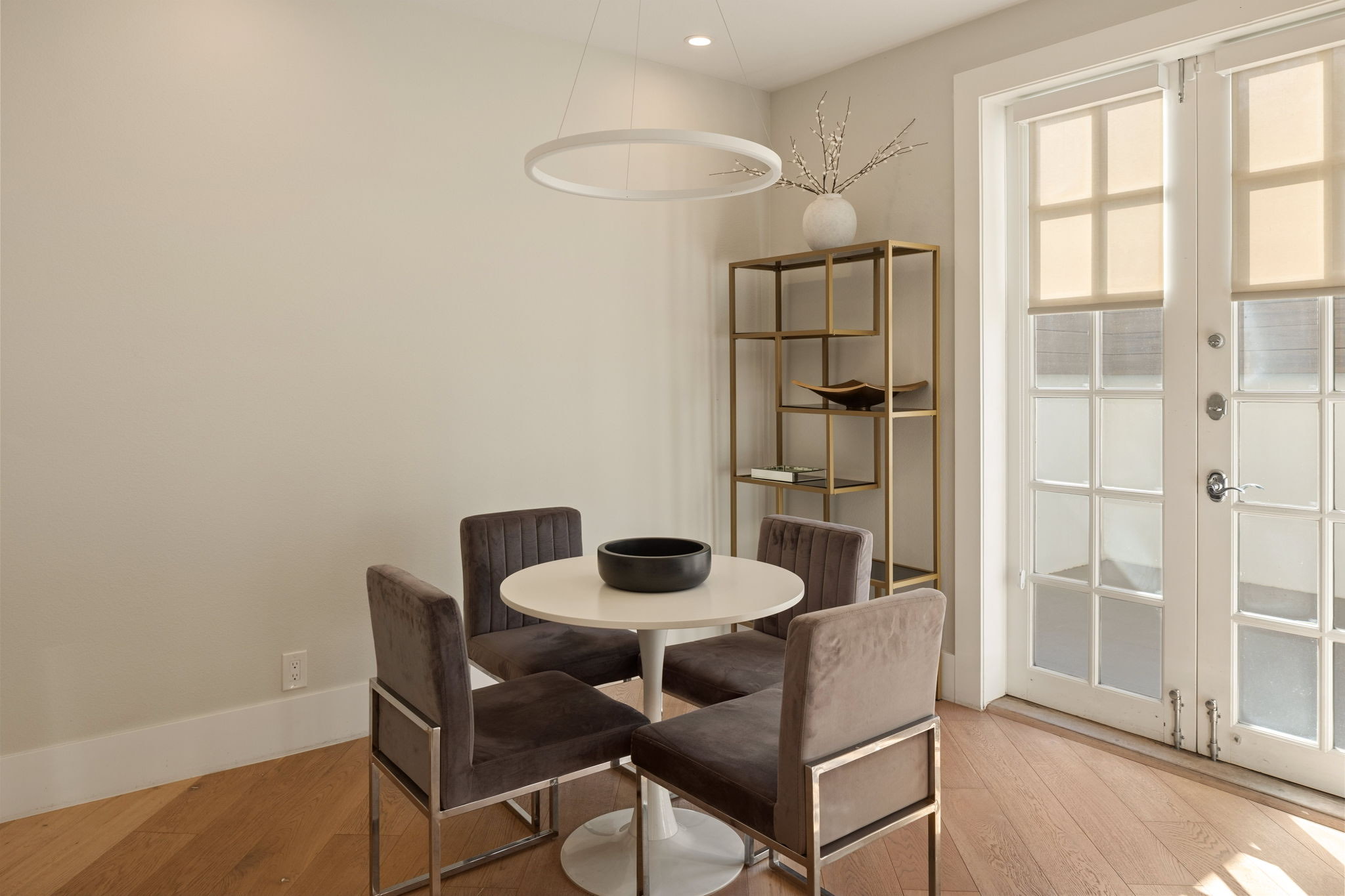 241 S Lasky Drive &mdash; breakfast area with French doors to the terrace