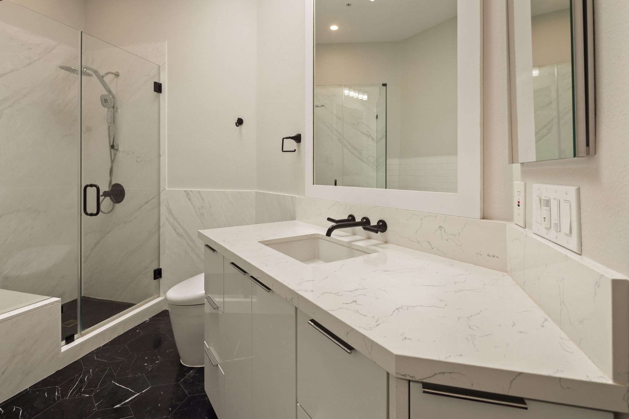 241 S Lasky Drive &mdash; guest bathroom with walk-in shower